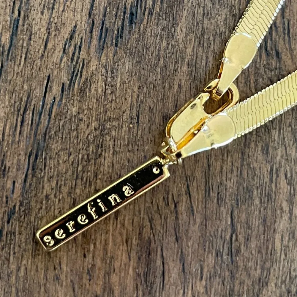 NWT! Anthopologie Flat Gold Herringbone Necklace - Picture 9 of 9